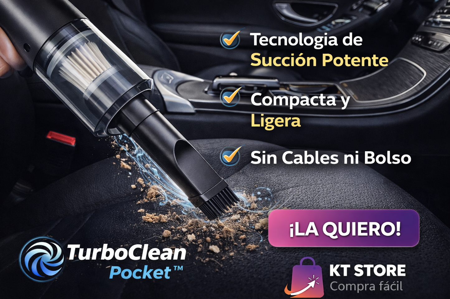 Mini Aspiradora Portátil 3 en 1 para Auto y Hogar